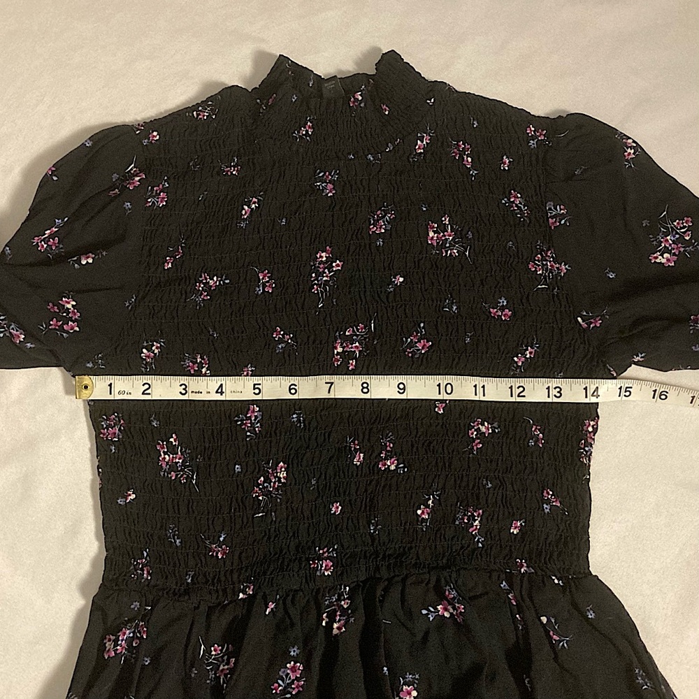 Wild Fable Black Floral Smocked Long Sleeve Midi Dress Size Small - Picture 8 of 10